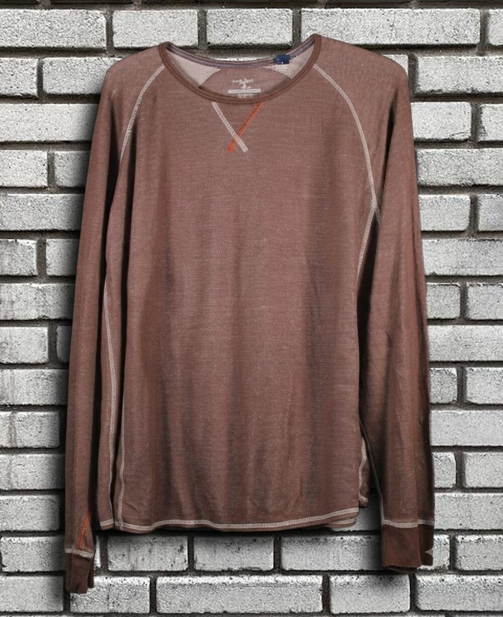 Tommy Bahama Men Brown Long Sleeve Thermal Shirt 100% Pima Cotton Size XL